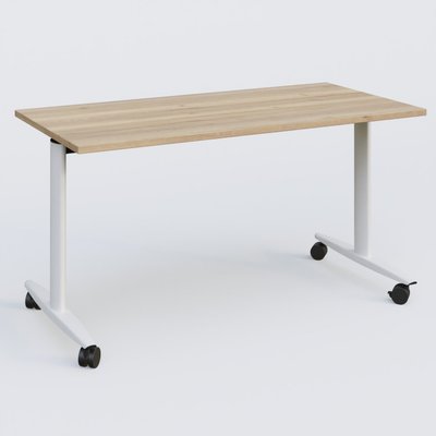 [Pas de famille] - [Pas de sous famille] - Table abattante gamme Design 140*70 cm. Plateau Chêne naturel et pietement Blanc.