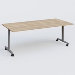 [Pas de famille] - [Pas de sous famille] - Table abattante gamme Design 200*100 cm. Plateau Chêne naturel et pietement Aluminium.