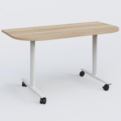 [Pas de famille] - [Pas de sous famille] - Module d'extrémité pour table abattante gamme Design 145*70 cm. Plateau Chêne naturel et pietement Blanc.