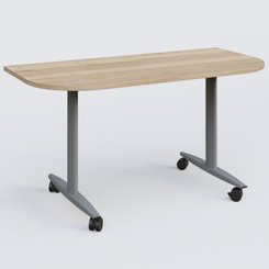 [Pas de famille] - [Pas de sous famille] - Module d'extrémité pour table abattante gamme Design 145*70 cm. Plateau Chêne naturel et pietement Aluminium.