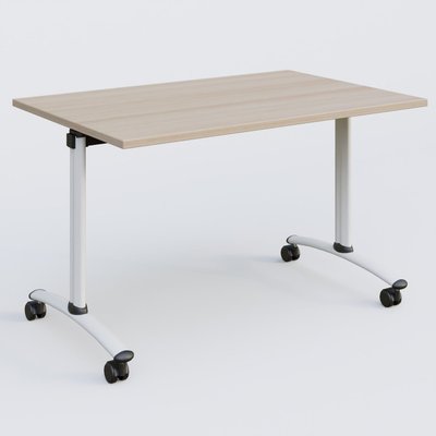 [Pas de famille] - [Pas de sous famille] - Table abattante gamme Arca 120-80 cm. Plateau Acacia et pietement Blanc.