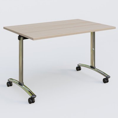 [Pas de famille] - [Pas de sous famille] - Table abattante gamme Arca 120-80 cm. Plateau Acacia et pietement Chrome.