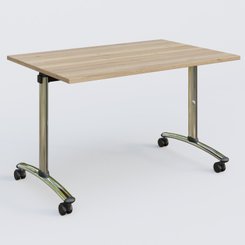 [Pas de famille] - [Pas de sous famille] - Table abattante gamme Arca 120-80 cm. Plateau Chêne naturel et pietement Chrome.