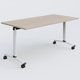 Table abattante gamme Arca 160-80 cm. Plateau Acacia et pietement Blanc.