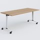 Table abattante gamme Arca 180-80 cm. Plateau Noyer et pietement Blanc.