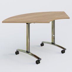 [Pas de famille] - [Pas de sous famille] - Module 1/4 de couronne pour table abattante gamme Arca 120-120 cm. Plateau Noyer et pietement Chrome.
