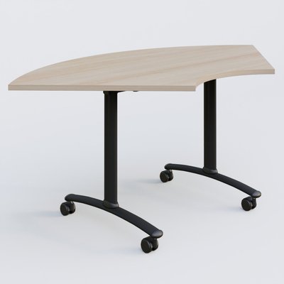 [Pas de famille] - [Pas de sous famille] - Module 1/4 de couronne pour table abattante gamme Arca 120-120 cm. Plateau Acacia et pietement Noir.