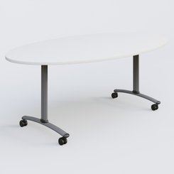 [Pas de famille] - [Pas de sous famille] - Table ovale gamme Arca 200-110 cm. Plateau Blanc et pietement Aluminium.