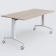 Module droit de la gamme LEM 160-80 cm. Plateau Acacia et pietement Blanc.