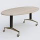 Table ovale de la gamme LEM 200-110 cm. Plateau Acacia et pietement Noir/Chrome.