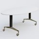 Table ovale de la gamme LEM 200-110 cm. Plateau Blanc et pietement Noir/Chrome.