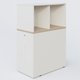 Tour de rangement hauteur de bureau position à gauche avec Niche. Caisson Acacia et top de finition Blanc.