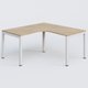 Bureau compact L 160/160 P 80/80 gamme K3. Plateau Chêne naturel et pietement Blanc.