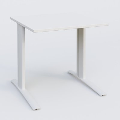 Gamme K1 - Plans droits - K1 Plateau droit 80x80 pieds fixe. Plateau Blanc et pietement Blanc