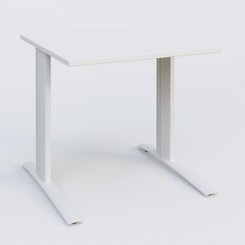 Gamme K1 - Plans droits - K1 Plateau droit 80x80 pieds fixe. Plateau Blanc et pietement Blanc