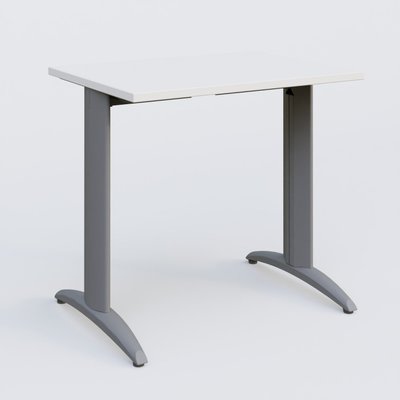 Gamme K2 - Plans droits - K2 Plateau droit 80x60 pieds fixe. Plateau Blanc et pietement Aluminium.