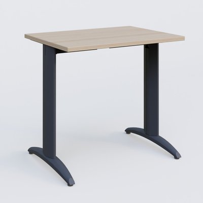 Gamme K2 - Plans droits - K2 Plateau droit 80x60 pieds fixe. Plateau Acacia et pietement Anthracite.