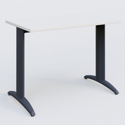 Gamme K2 - Plans droits - K2 Plateau droit 100x60 pieds fixe. Plateau Blanc et pietement Anthracite.