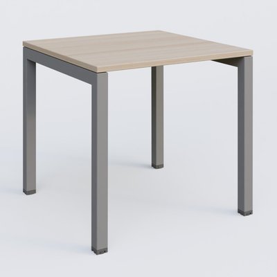 Gamme K3 - Plans droits - K3 Plateau droit 80x80 pieds fixe. Plateau Acacia et pietement Aluminium.