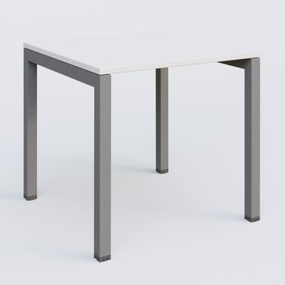 Gamme K3 - Plans droits - K3 Plateau droit 80x80 pieds fixe. Plateau Blanc et pietement Aluminium.