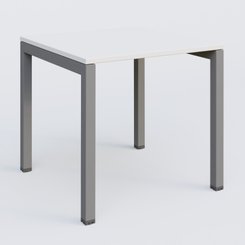 Gamme K3 - Plans droits - K3 Plateau droit 80x80 pieds fixe. Plateau Blanc et pietement Aluminium.