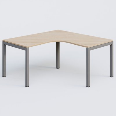 Gamme K3 - Plans compacts - Bureau compact L 160/160 P 80/80 gamme K3. Plateau Hêtre et pietement Aluminium.