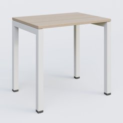 Gamme K3 - Plans droits - K3 Plateau droit 80x60 pieds fixe. Plateau Acacia et pietement Blanc.