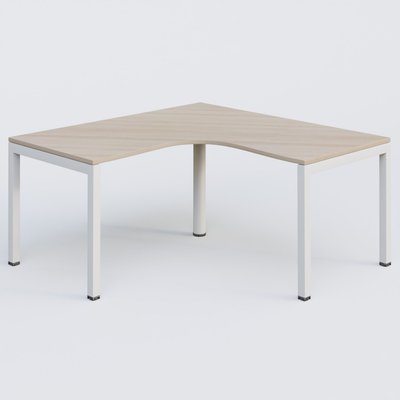 Gamme K3 - Plans compacts - Bureau compact L 160/160 P 80/80 gamme K3. Plateau Acacia et pietement Blanc.