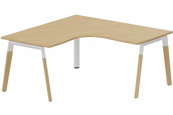 Gamme K8 Wood - Plans compacts  - K8Wood Plan compact 90° symétrique 160x160x80x80 -Finitions = Plateau : chêne /Piétements : Blanc / bois