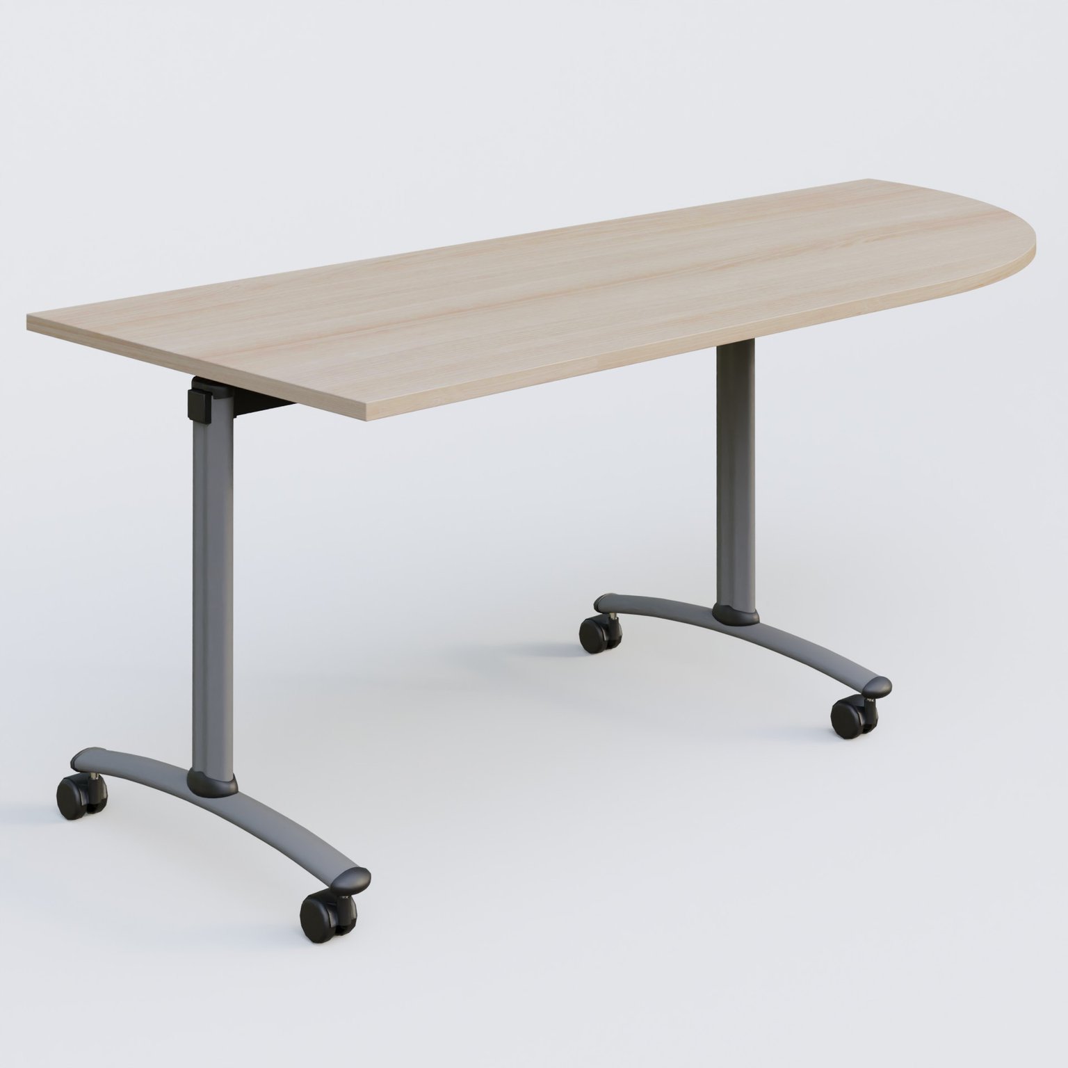 Module d'angle 90° Droite gamme Arca 200-80 cm. Plateau Acacia et pietement Aluminium.
