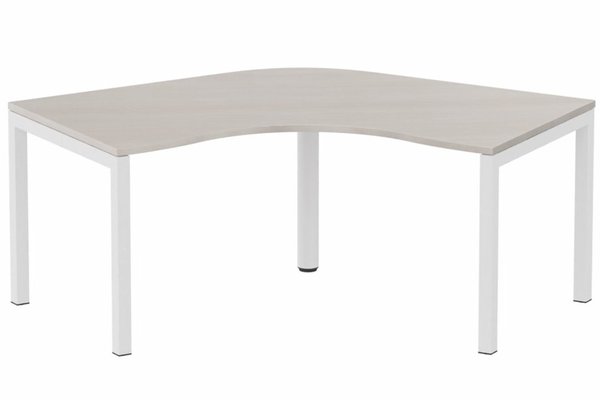 Gamme K3 - Plans compacts - Plan Compact 120° symétrique 120x120/80cm structure pied d'angle, plateau acacia, structure blanc