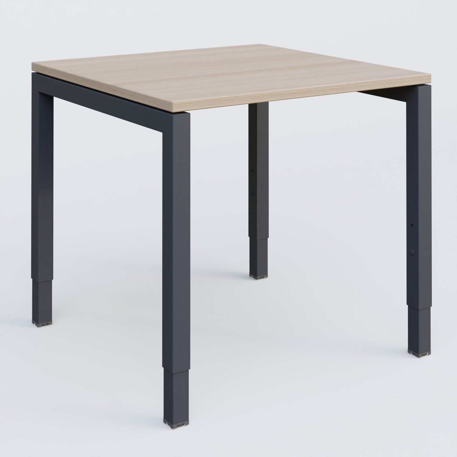 Bureau droit gamme K3 80-80 cm hauteur réglable. Plateau Acacia et pietement Anthracite.