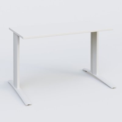 Gamme K1 - Plans droits - K1 Plateau droit 120x60 pieds fixe. Plateau Blanc et pietement Blanc