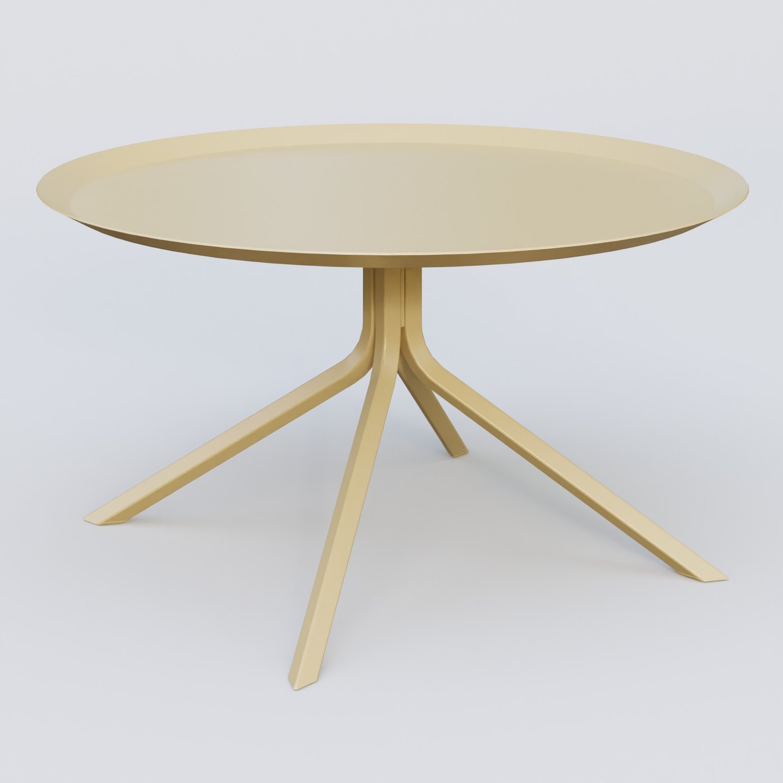 Table Basse Fashion Styl piètement 4 branches. Plateau Jaune Cuivre (RAL 1002) et pietement Jaune Cuivre (RAL 1002).