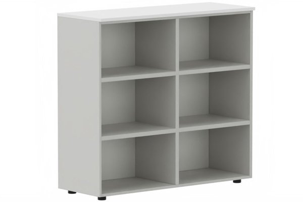 ARMOIRES SANS PORTES / BIBLIOTHEQUES - Hauteur 80 cm - Armoire mélamine H102xL120cm, séparation médiane, sans portes, Top de finition : Chêne (BL) / Corps d'armoire et tablettes: alu