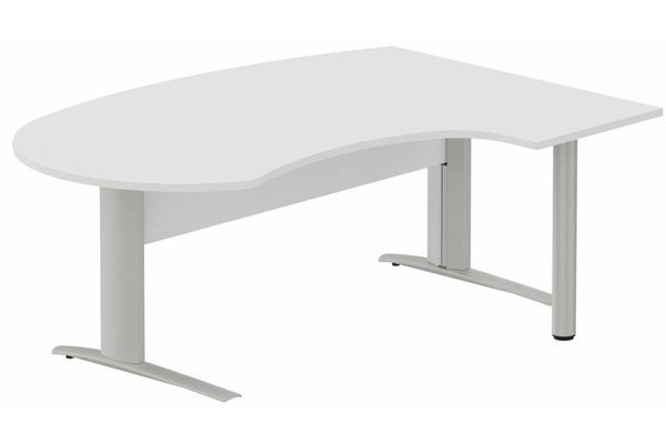 Gamme K1 - Plans compacts - K1 VDF bois compact 90° manager 190x141x104x60cm sur pied de soutien, plateau blanc, structure aluminium