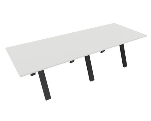 [Pas de famille] - [Pas de sous famille] - TABLE RECTANGULAIRE 2 PLATEAUX 280X120CM SUR STRUCTURE X3 MEETING. Plateau Blanc et piètement Noir.
