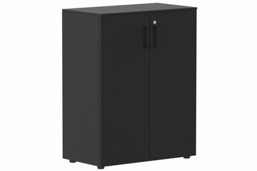 ARMOIRES PORTES BATTANTES - Mélaminés - Armoire mélamine H102XL100 cm portes bois, Finitions= Top de finition : Noir( NR) / Corps d'armoire et tablettes : Noir (NR)/ Façade : Noir (NR) / Poignée NOIR (NR)