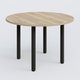 Table ronde diametre 120 cm avec quatres pieds fixes. Plateau Chêne naturel et pietement Noir Mat