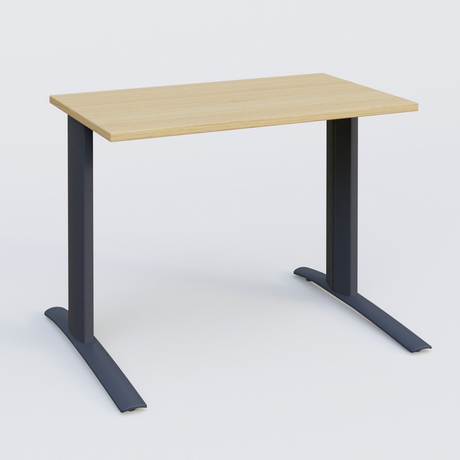 K1 Plateau droit 100x60 pieds fixe. Plateau Chêne clair et pietement Anthracite