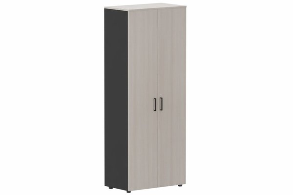 ARMOIRES SANS PORTES / BIBLIOTHEQUES - Hauteur 196 cm - Armoire mélamine H196xL100cm portes bois, Finitions= Top de finition : acacia (AK) / Corps d'armoire et tablettes : Noir (NR)/ Façade : Acacia (AK) poignées (N)