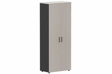 ARMOIRES SANS PORTES / BIBLIOTHEQUES - Hauteur 196 cm - Armoire mélamine H196xL100cm portes bois, Finitions= Top de finition : acacia (AK) / Corps d'armoire et tablettes : Noir (NR)/ Façade : Acacia (AK) poignées (N)