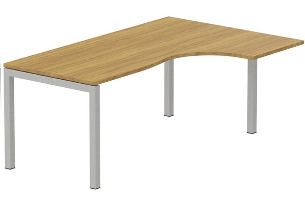 Gamme K3 - Plans compacts - K3 Compact 90° asymétrique 160x120x80/60cm retour à droite noyer/ aluminium