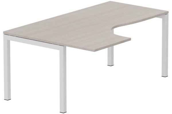 Gamme K3 - Plans compacts - Plan Compact 90° asymétrique 160x120x80/60cm retour à gauche, plateau acacia, structure blanc