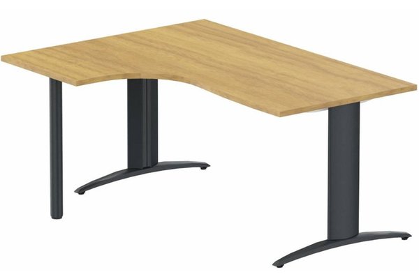 Gamme K2 - Plans compacts - K2 Compact 90° asymétrique 160x120x80/60cm retour à gauche sur pied de soutien noyer / anthracite