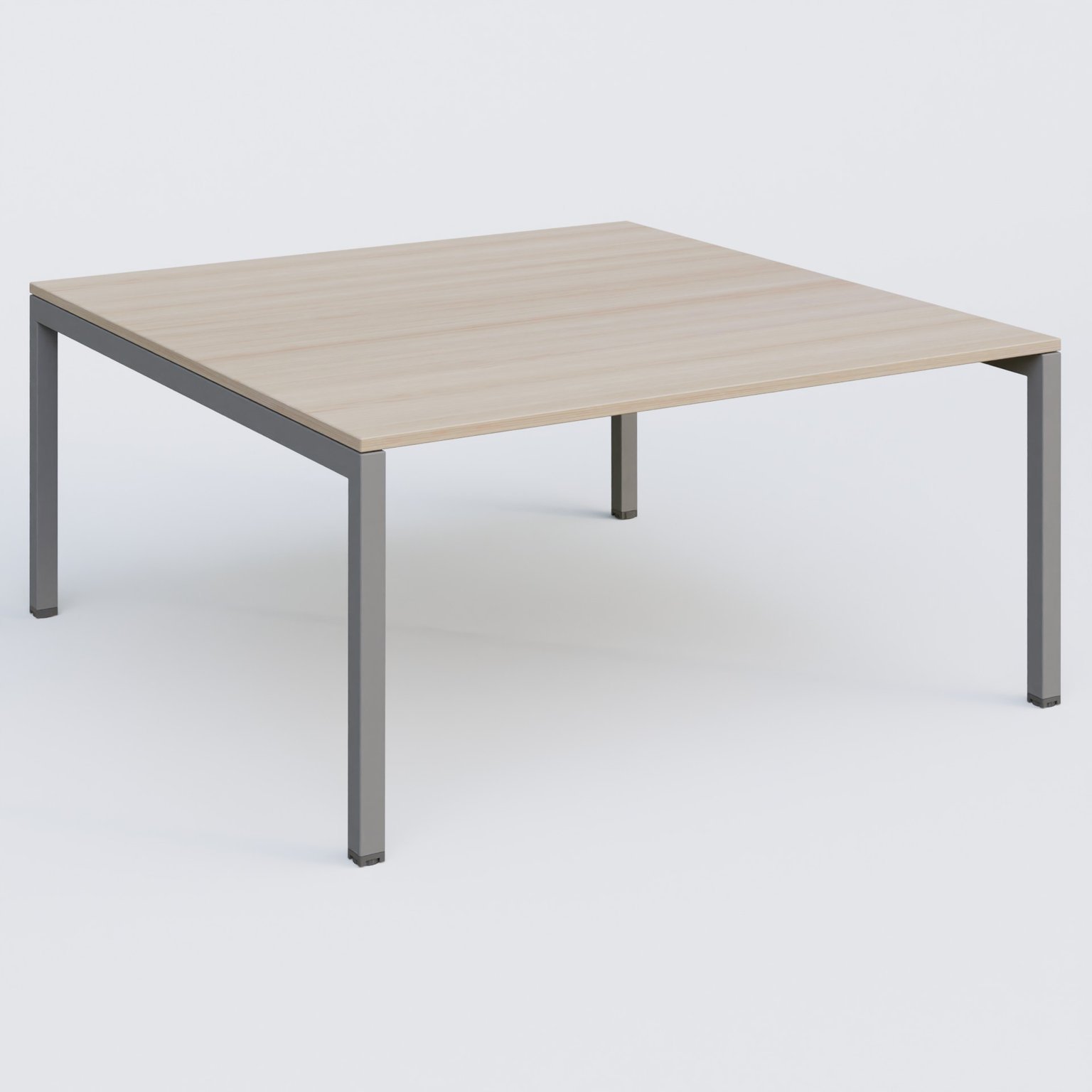 K3 Plateau droit 160x165 pieds fixe. Plateau Acacia et pietement Aluminium.