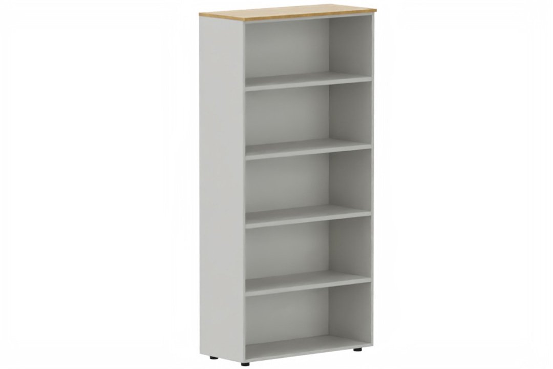Armoire mélamine H196xL100cm sans portes, Finitions = Top de finition :hêtre / Corps d'armoire et tablettes: aluminium