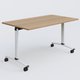 Table abattante gamme Arca 140-80 cm. Plateau Noyer et pietement Blanc.