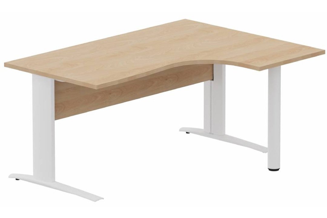 K1 VDF BOIS Compact 90° asymétrique 160x120x80/60cm retour à droite sur pied de soutien hêtre/blanc