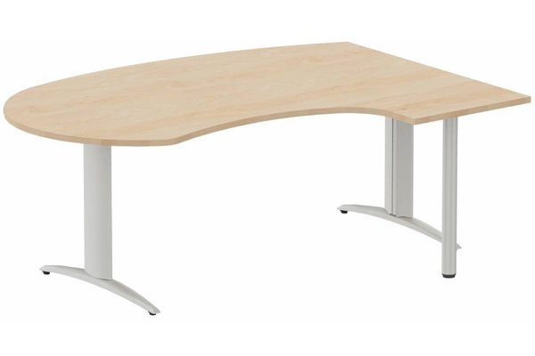 Gamme K2 - Plans compacts - K2 compact 90° manager 190x141x104x60cm sur pied de soutien, plateau hêtre, structure aluminium